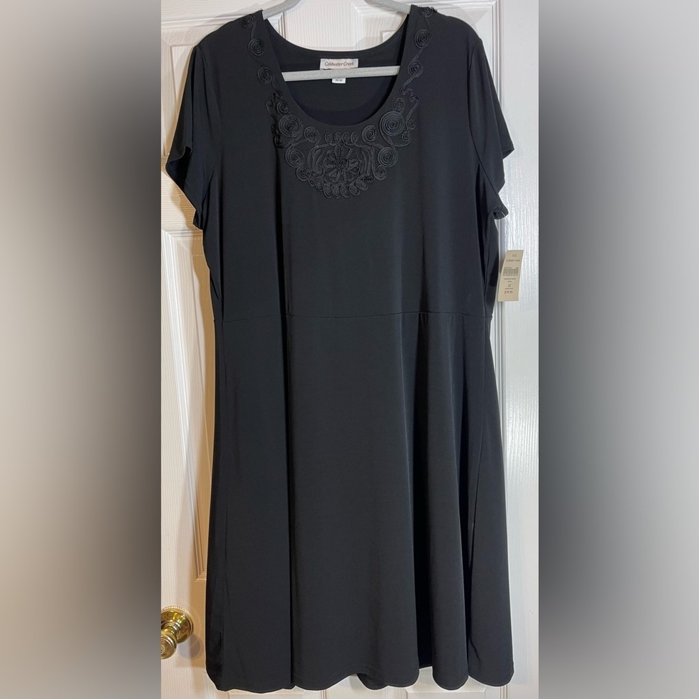 NWT Coldwater Creek Women’s Plus Size Lace Detail Dress Size 2X, Black